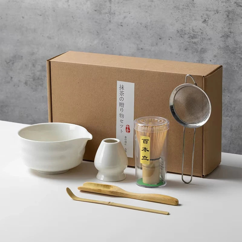 Authentic Japanese Matcha Set — Handcrafted Ceramic Bowl with Bamboo Whisk & Scoop
